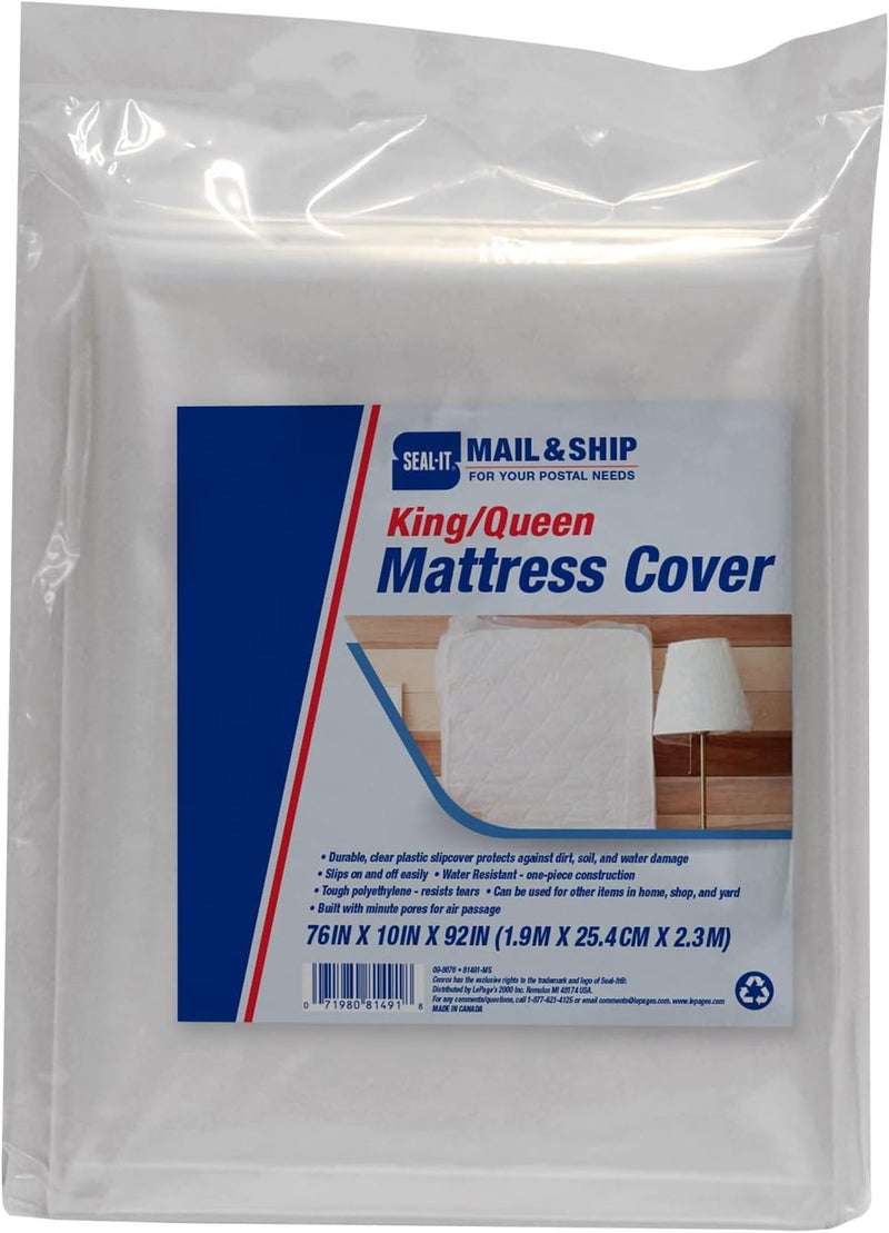 Seal-It Mail and Ship King/Queen Mattress Cover for Moving & Storage - 76" x 10" x 92" - Image 1